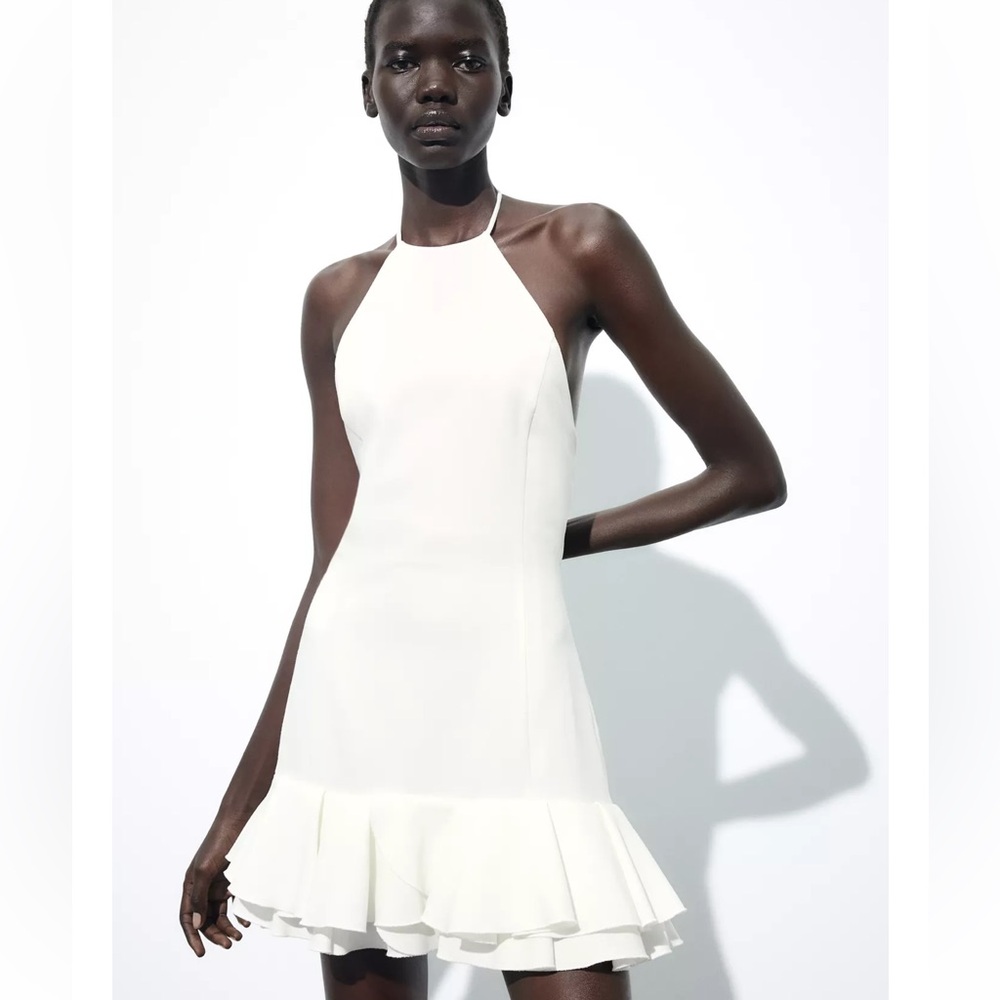 ZARA Ruffled Halter Mini Dress - L